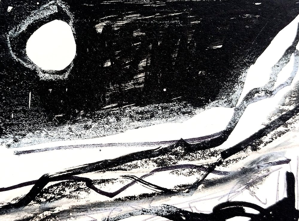 Moonlight Abstract Black and White