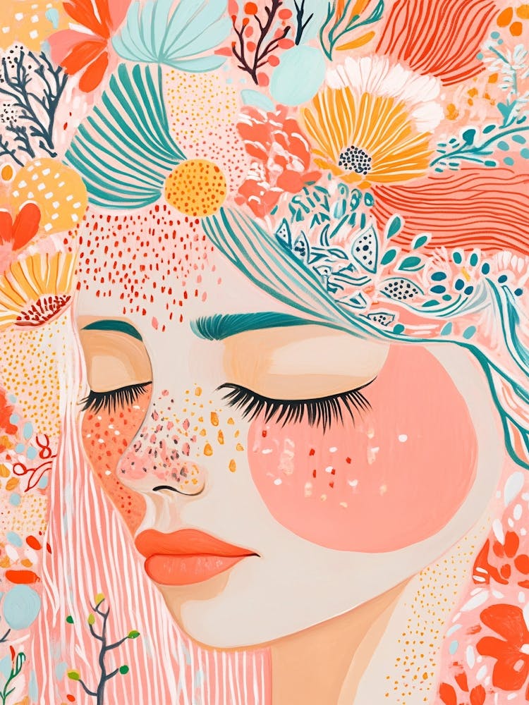 Portrait Of A Woman With Flowers