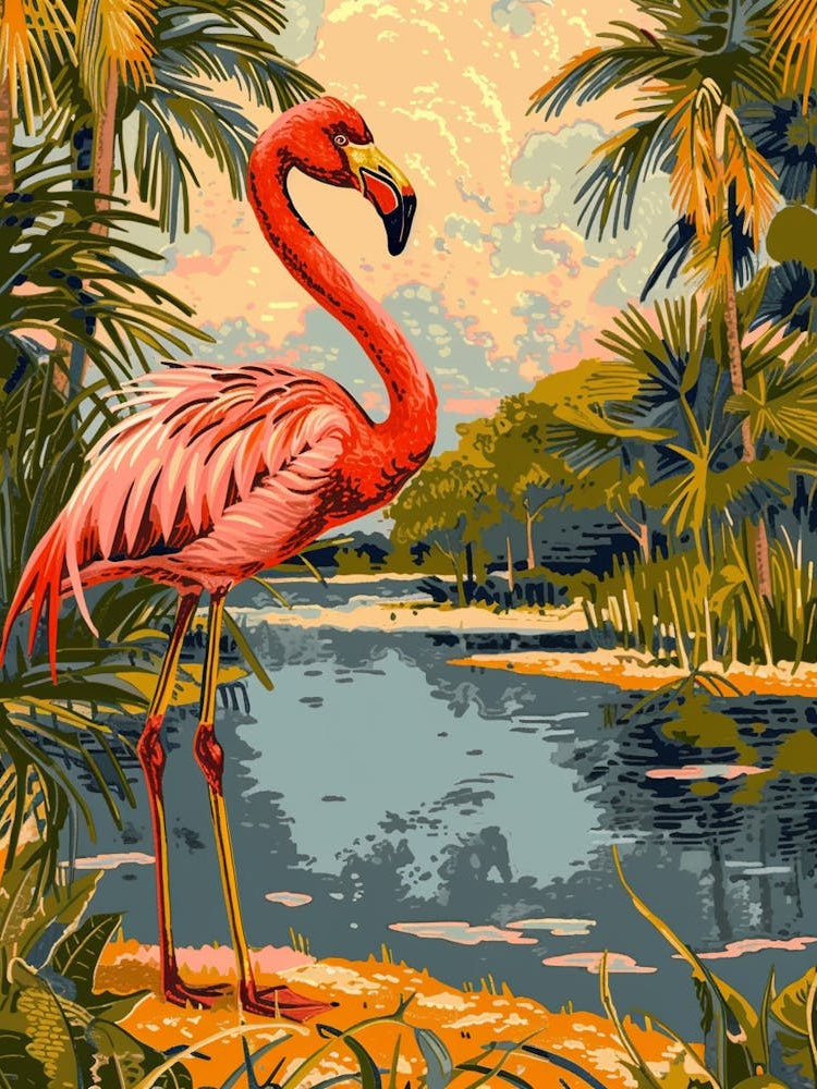 Greater Flamingo Camargue Provence France Tropical Illustration 8