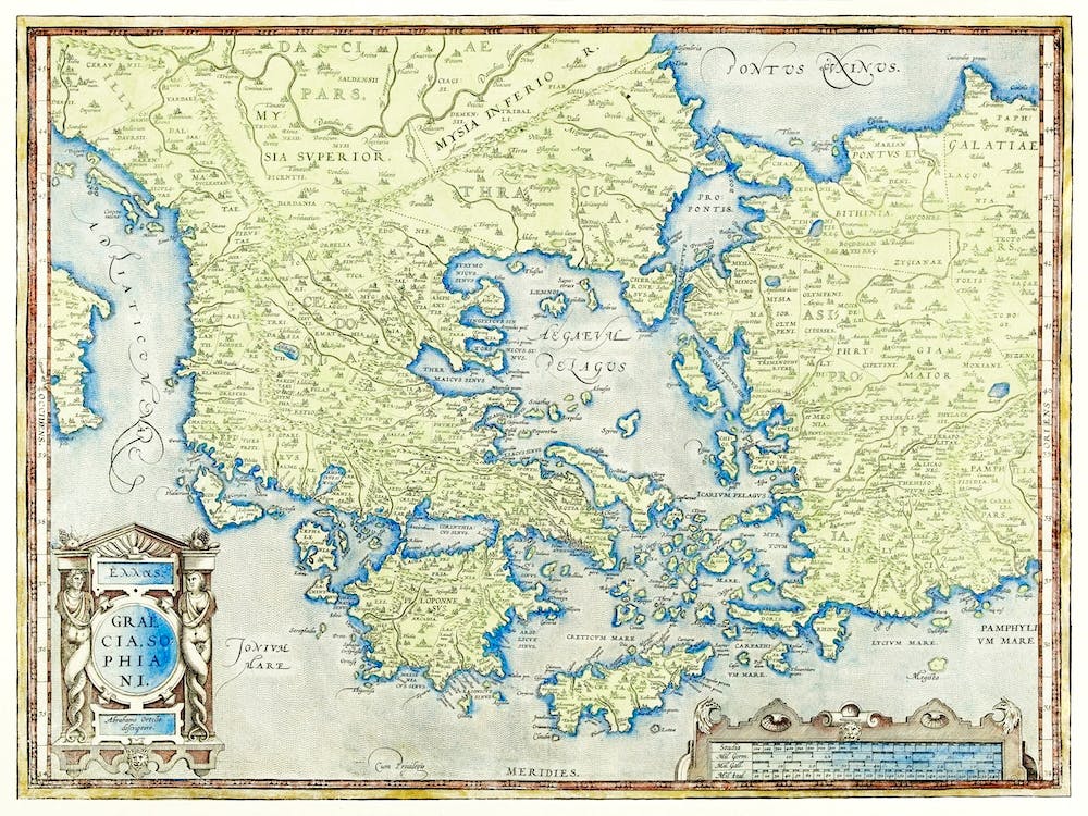 Kaart Van Griekenland,  Abraham Ortelius (1527–1598)