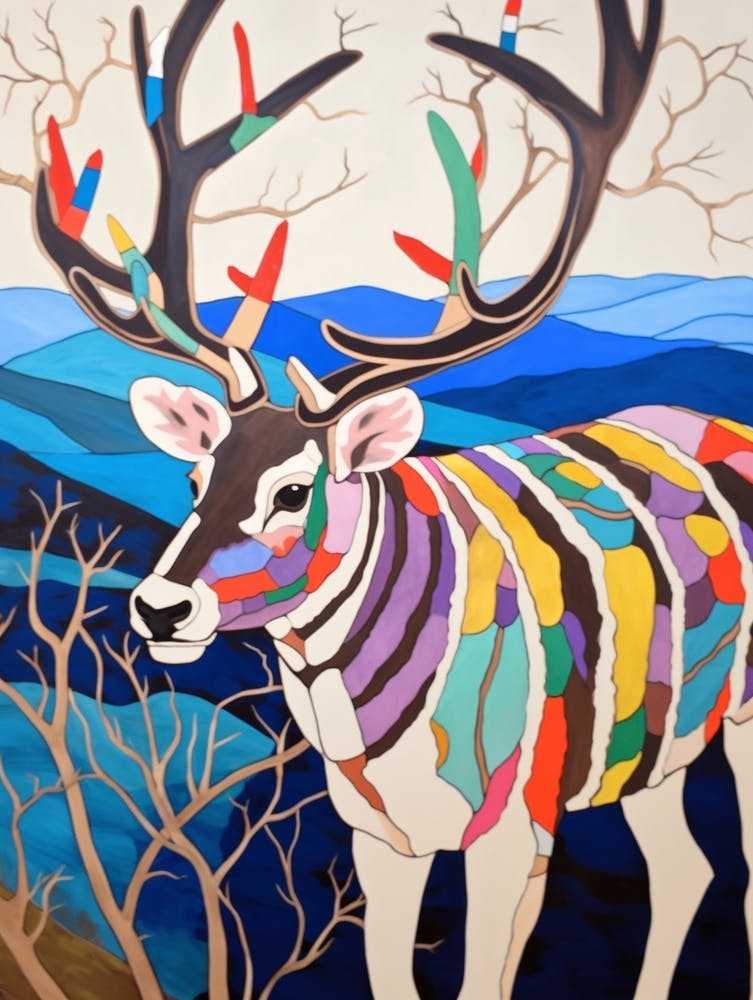 Maximalist Animal Painting Caribou 2