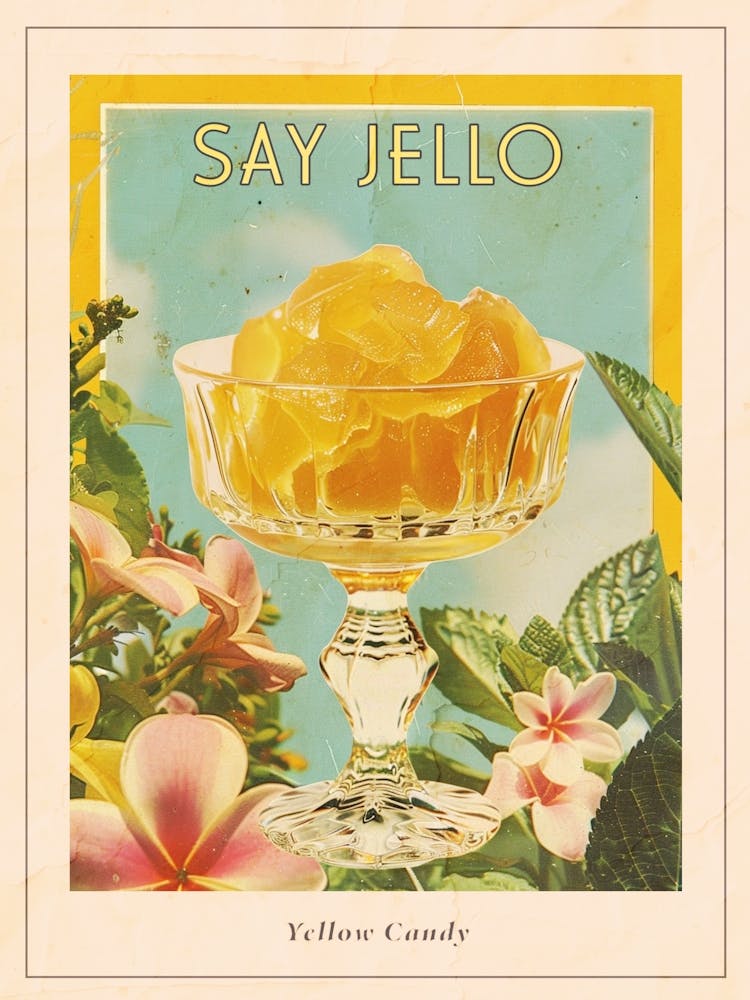 Gelbe Gelee Süßigkeiten Retro Collage 1 Poster