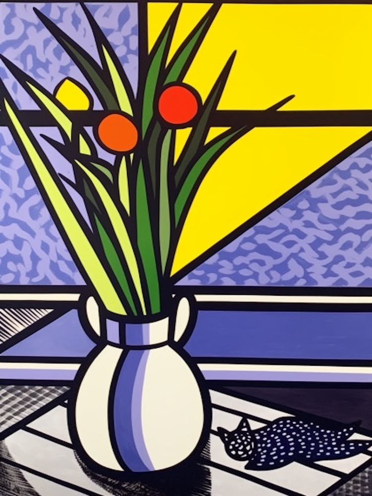Lavender Flower Still Life  4 Pop Art Style