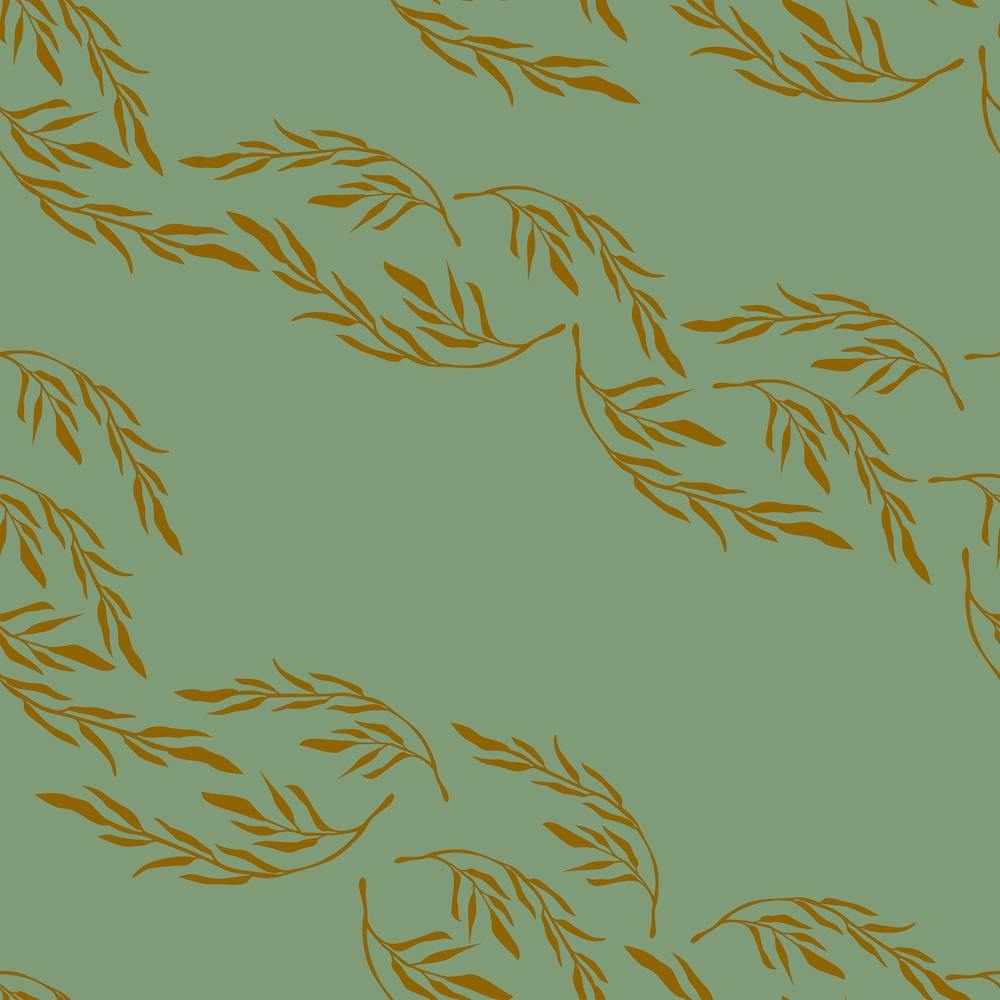 Golden Florals On Green Pattern Square