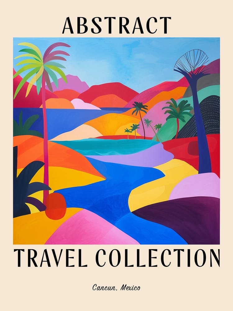 Abstract Travel Collection Poster Cancun Mexico 3