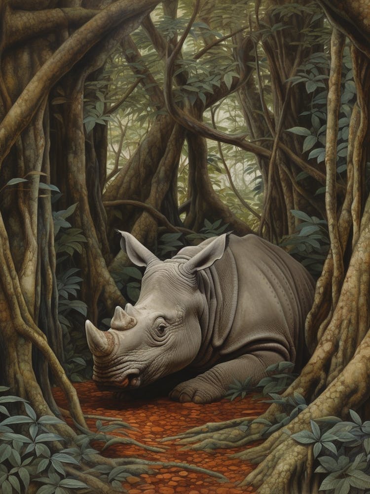 Rhino Resting In The Forest 2