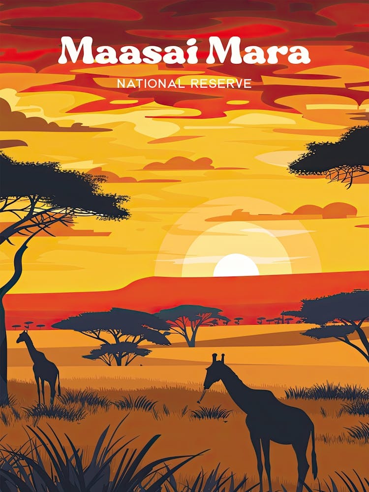 Maasai Mara Kenya Giraffe Digital Travel Art