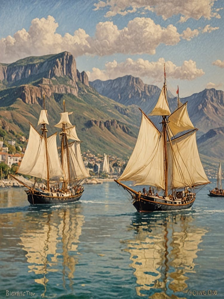 Two Ships In The Harbor