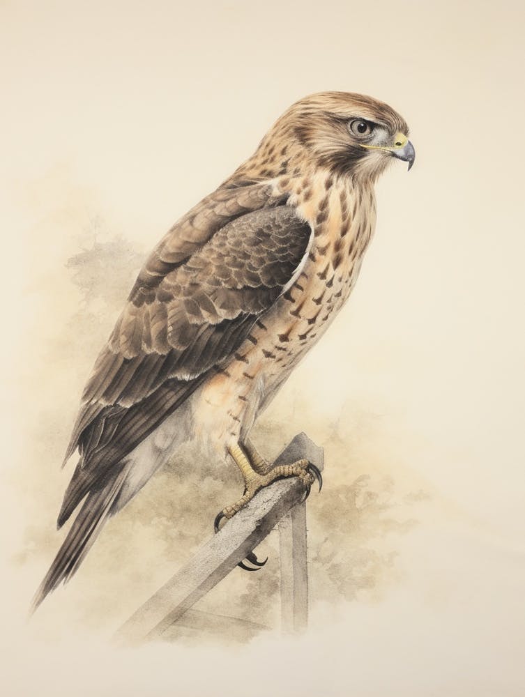 Vintage Bird Drawing Harrier