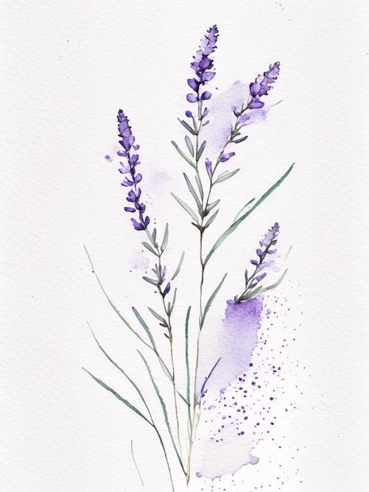 Lavender Herb Minimalist Watercolour 1