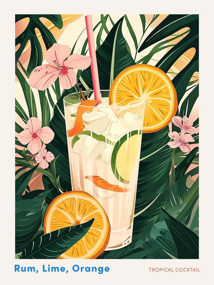Art Deco Tropical Cocktail Poster