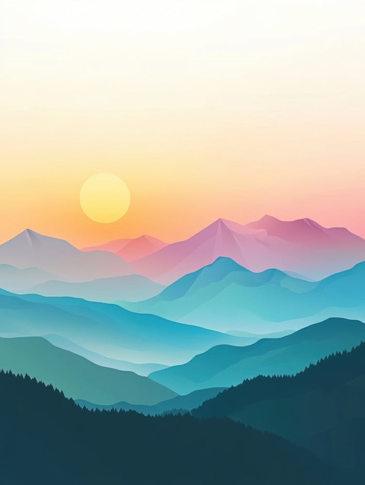 Mountain Landscape At Sunset
