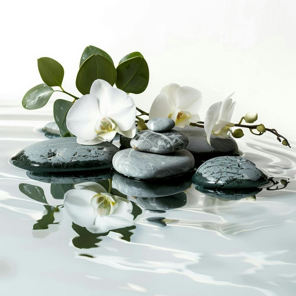 White Orchids In Water 3