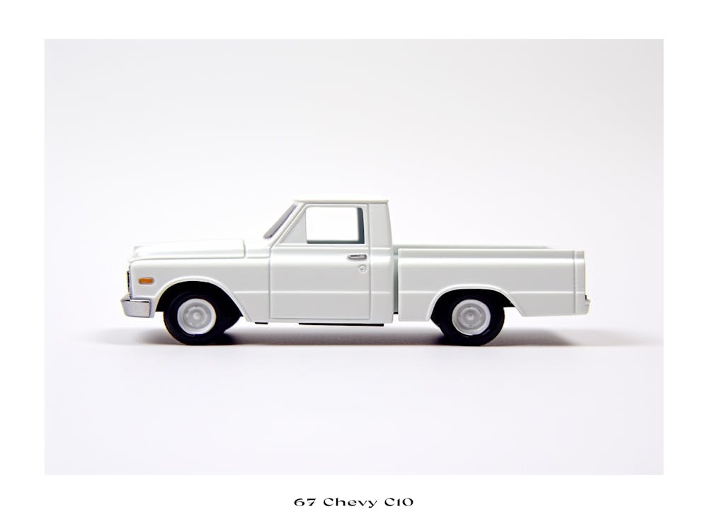 Spielzeugauto 67 Chevy C10 Weißes Poster