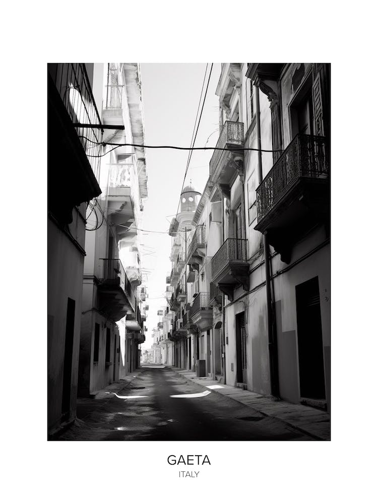 Poster Of Gaeta, Italy, Black And White Photo 2