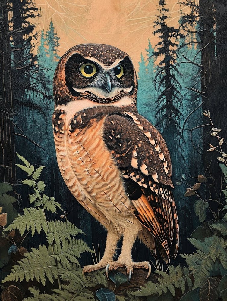 Spectacled Owl Relief Illustration 2