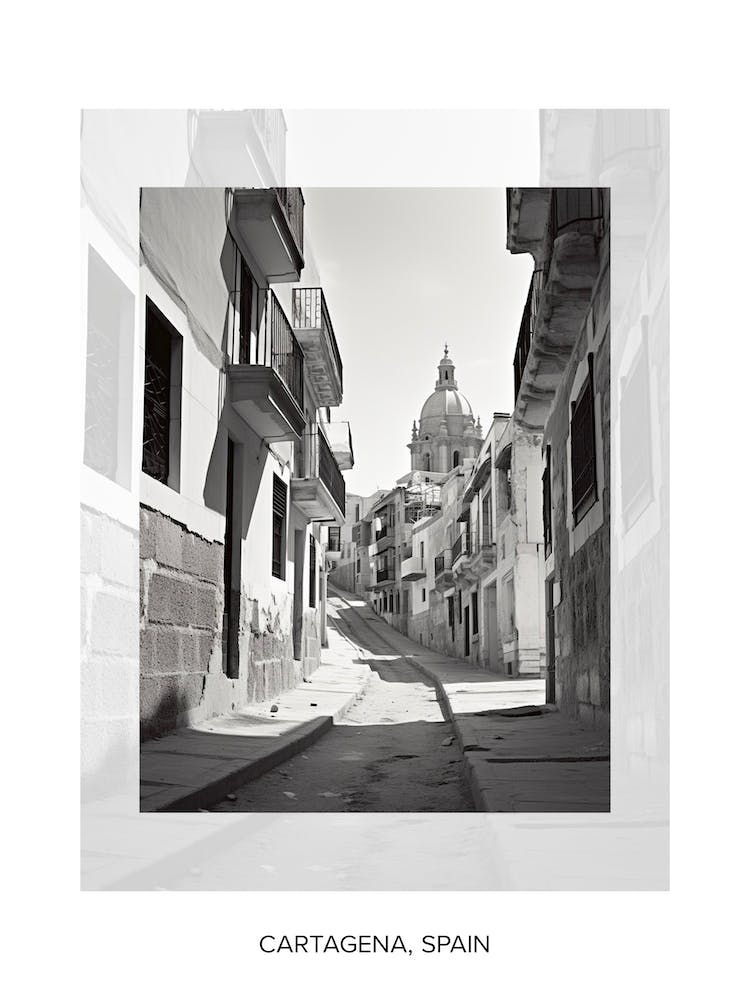 Poster Of Cartagena, Spain, Black And White Old Photo 1