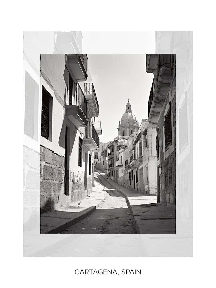 Poster Of Cartagena, Spain, Black And White Old Photo 1