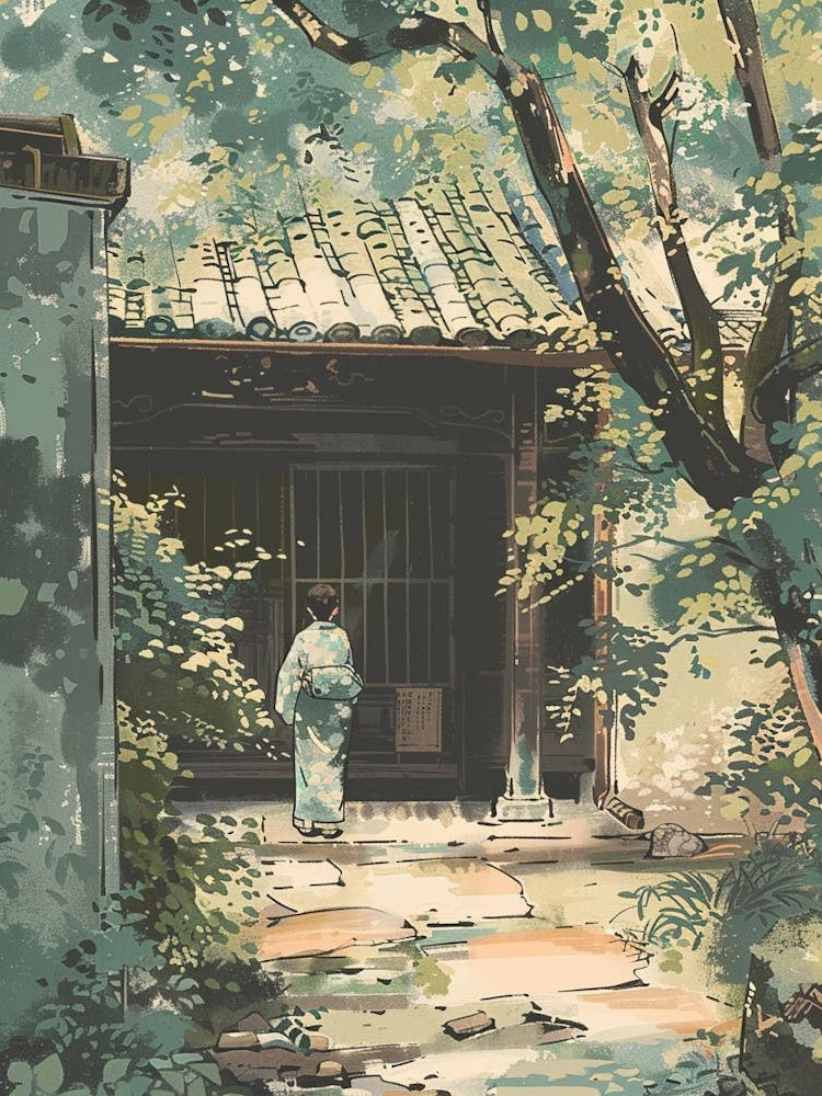 Kyoto Japan 5 Retro Illustration