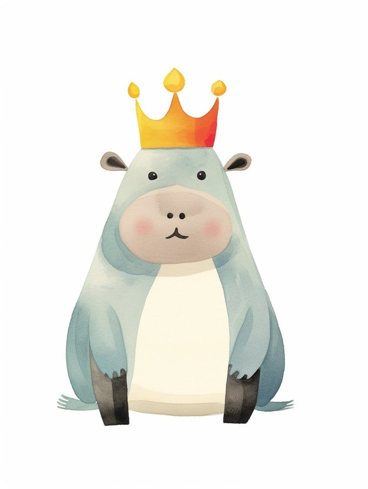 Little Hippo 2 Wearing A Crown