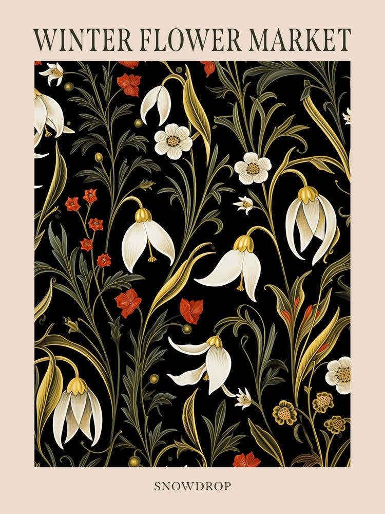 Snowdrop 1 Winter Flower Market Poster
