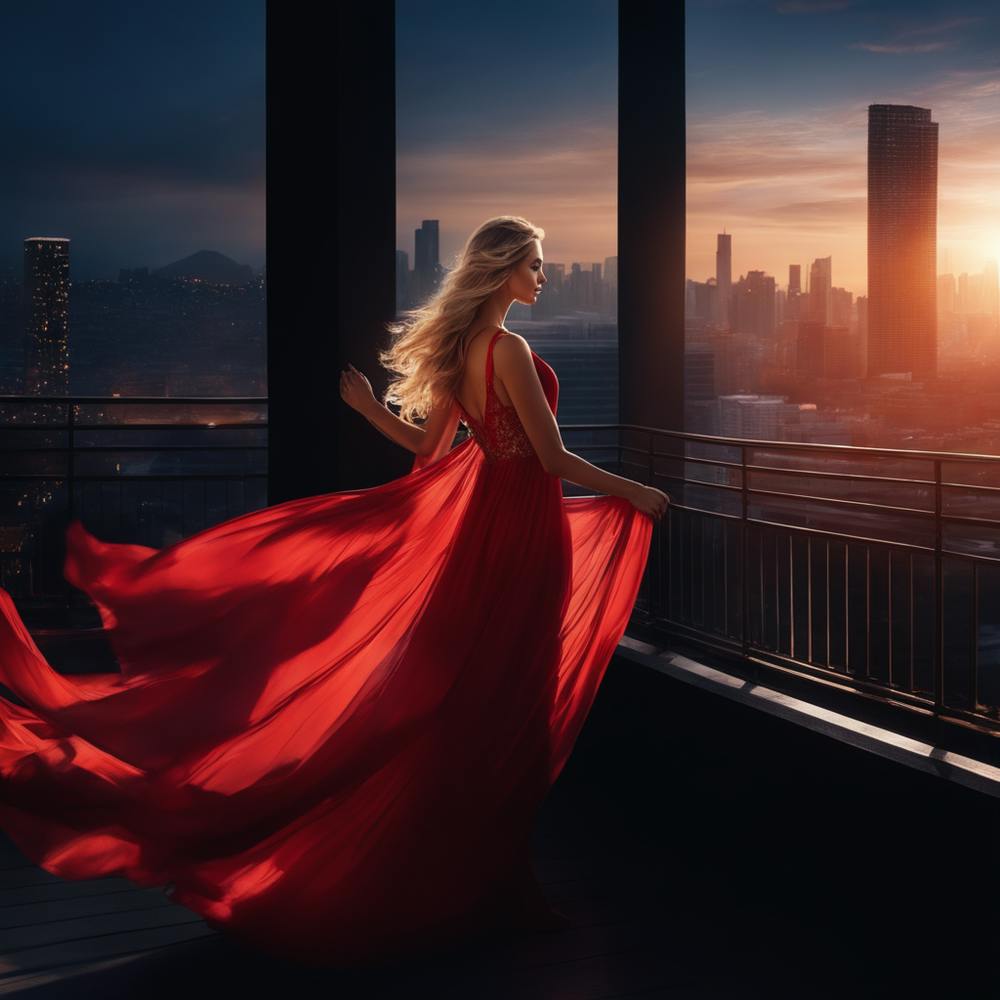 Frau in einem roten Kleid
