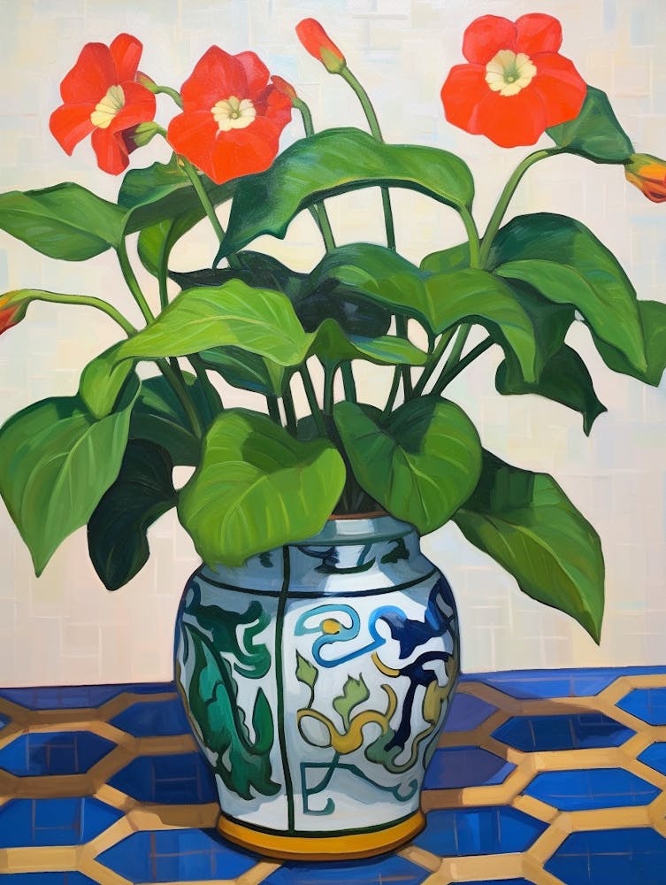 Flowers In A Vase Still Life Painting Impatiens 1