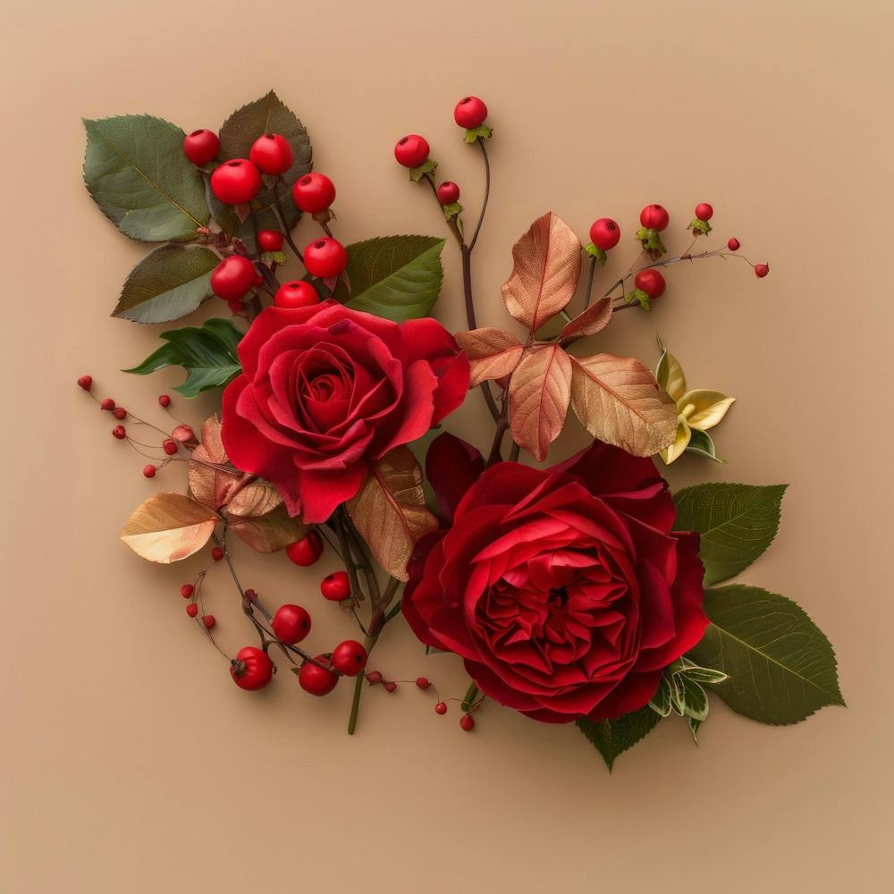 Red Roses And Berries