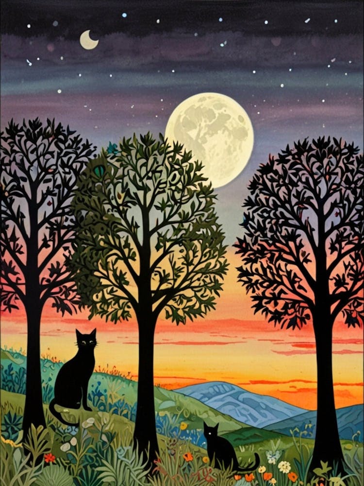 William Morris Cat In The Moonlight 66