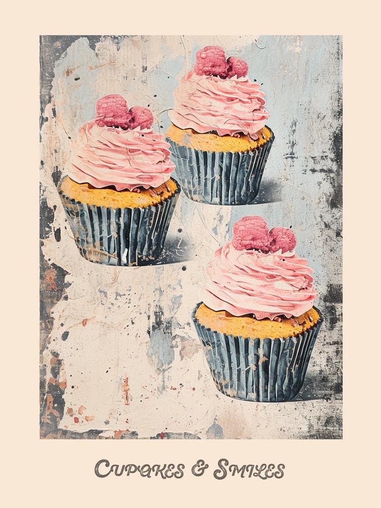 Cupcakes & Smiles Retro Poster 2