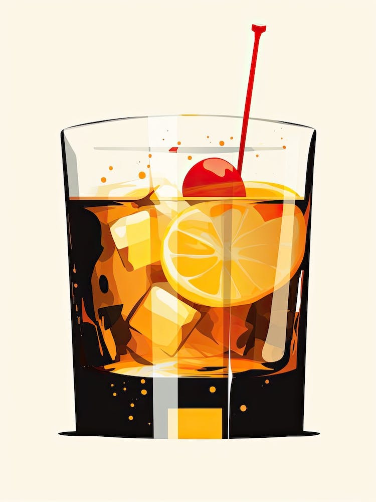 Mid Century Modern Illustration Dark  N  Stormy Floral Infusion Cocktail 2