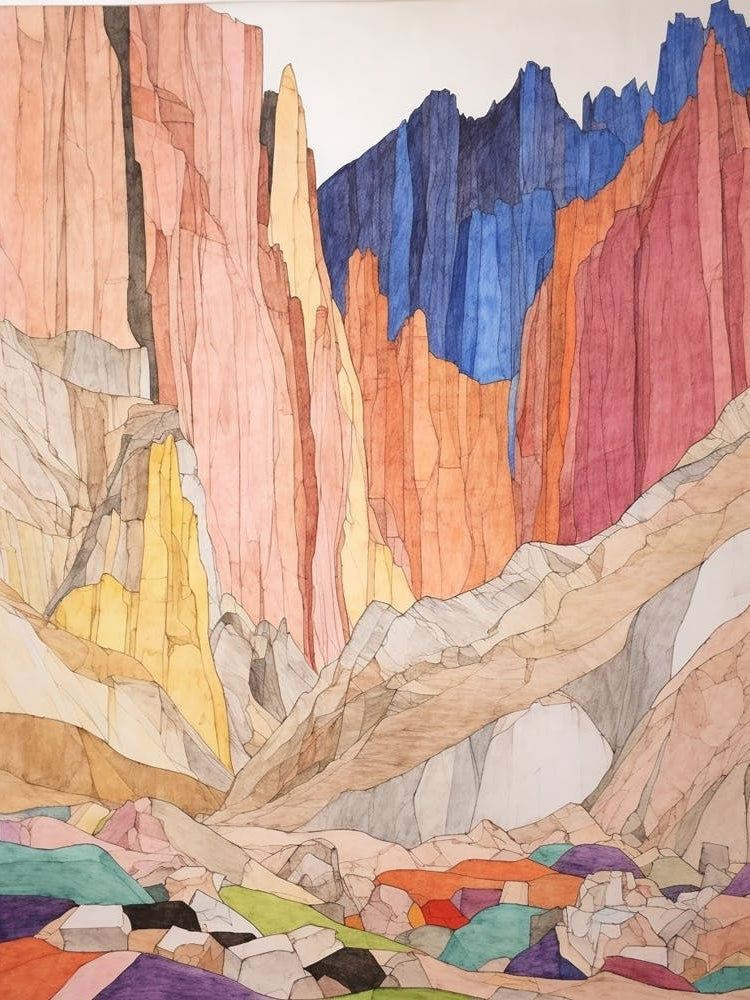 Mount Whitney United States 4 Colourful Mountain Illustration