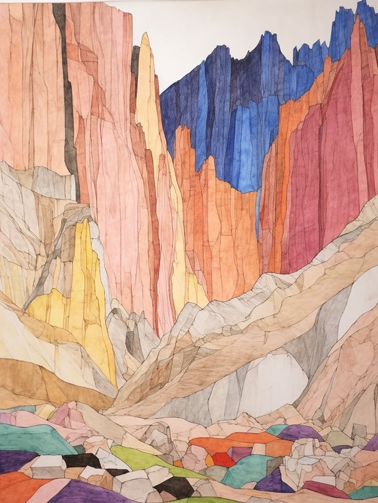 Mount Whitney United States 4 Colourful Mountain Illustration