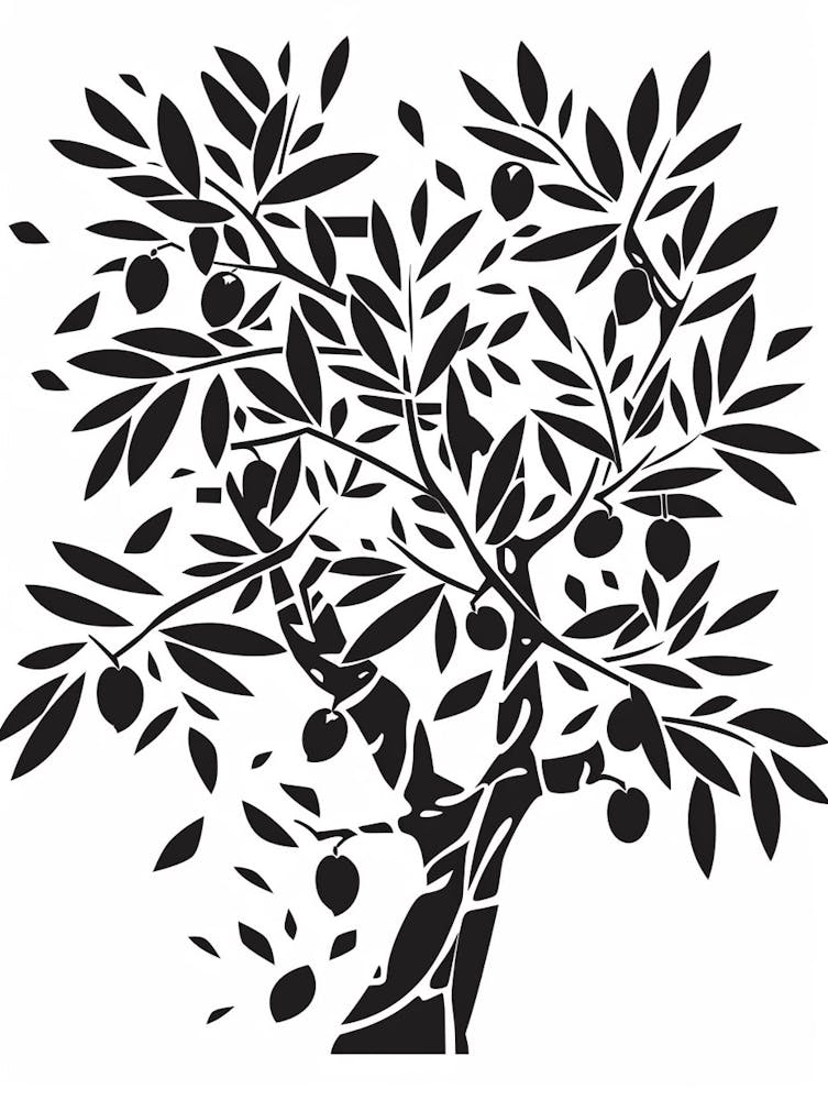 Olive Tree Simple Geometric Nature Stencil 1 1
