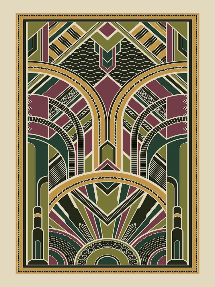 Art Deco Pattern 2 Greens