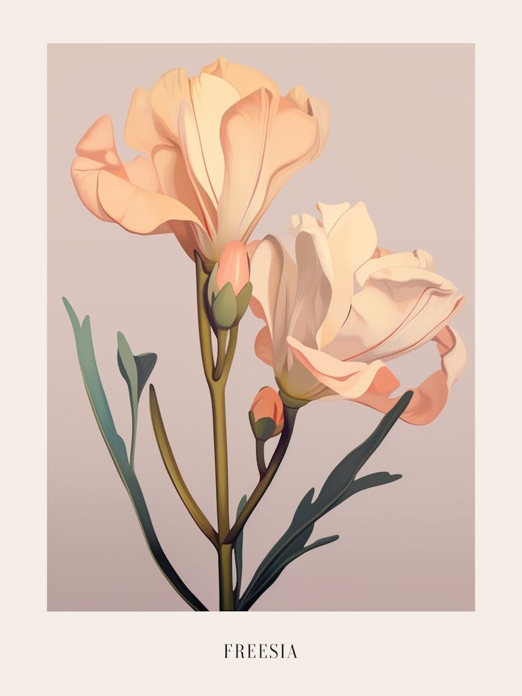 Floral Illustration Freesia 1 Poster