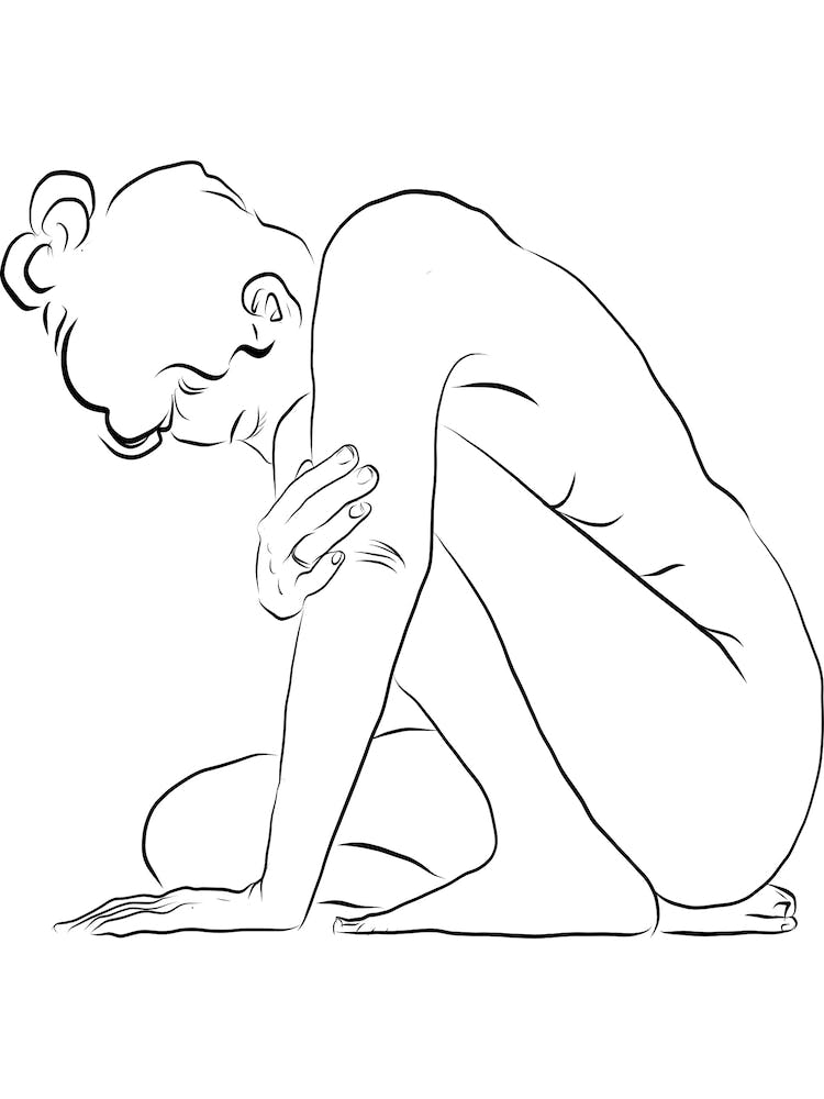 Crouching Woman Line Art