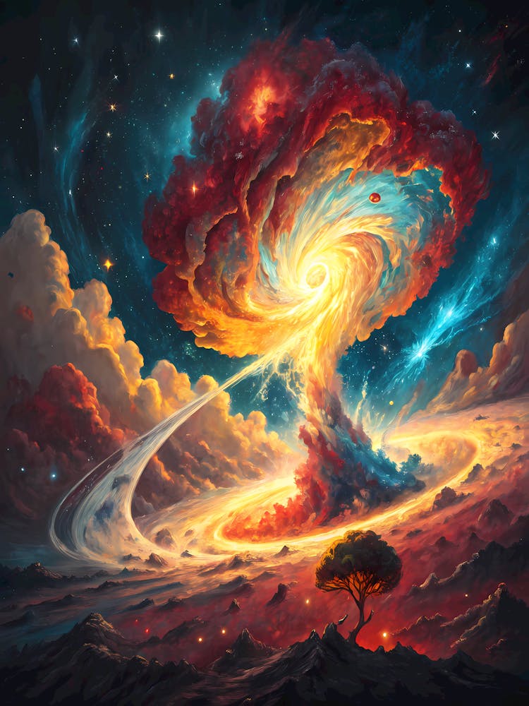 A Colorful Representation of the Cosmos Oil Painting Style