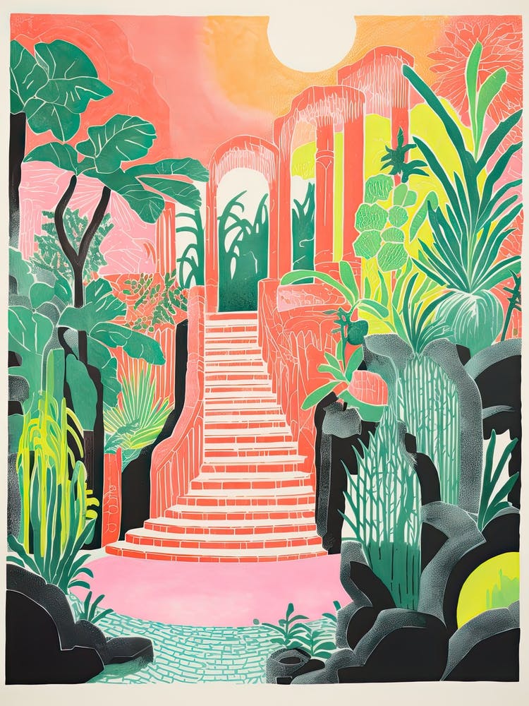 Jardin Botanico De Rio De Janeiro Gardens Abstract Riso Style 4