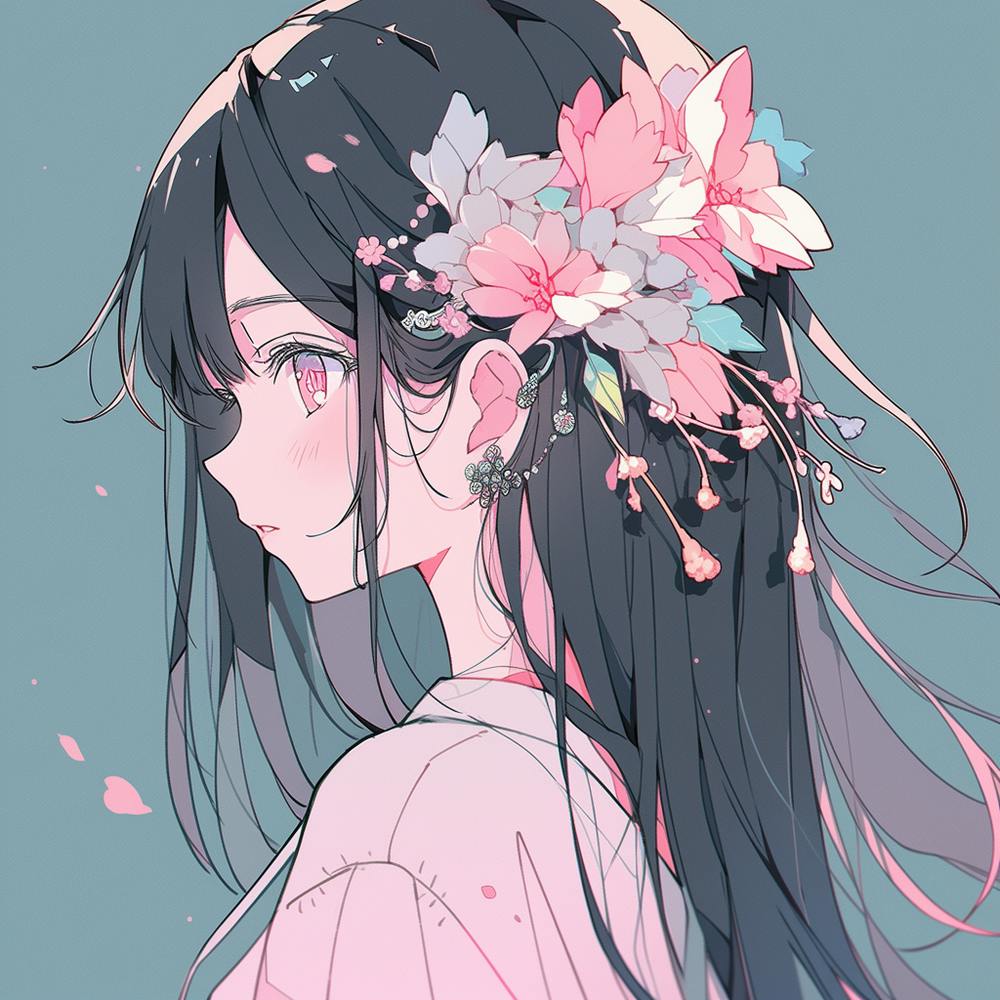 Anime Girl With Flowers