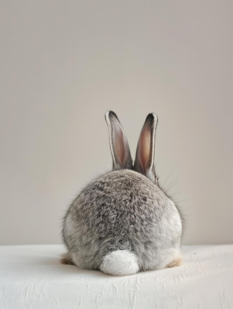 Grey Rabbit Sitting On A Table