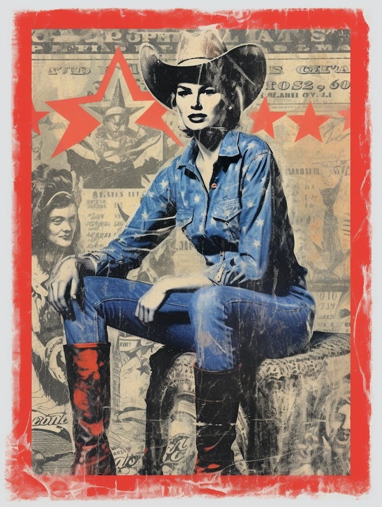 Expressionism Cowgirl Red And Blue 3