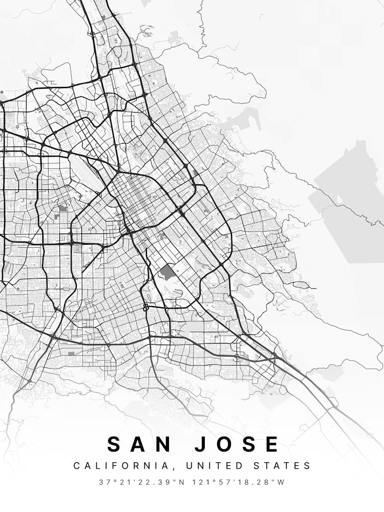 San Jose California USA White Map