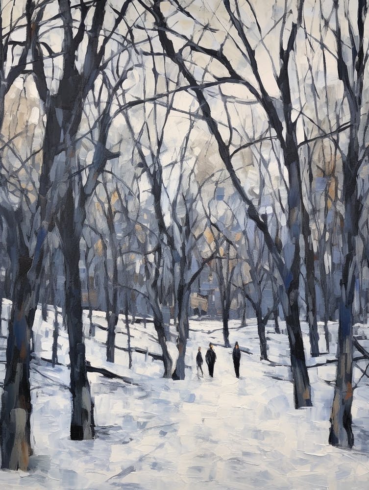 Winter City Park Painting Mount Royal Park Montreal Canada 1