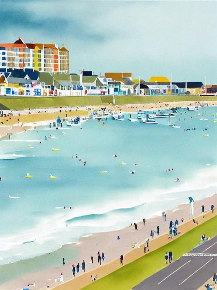 Weymouth Beach, Dorset Contemporary Illustration 1 