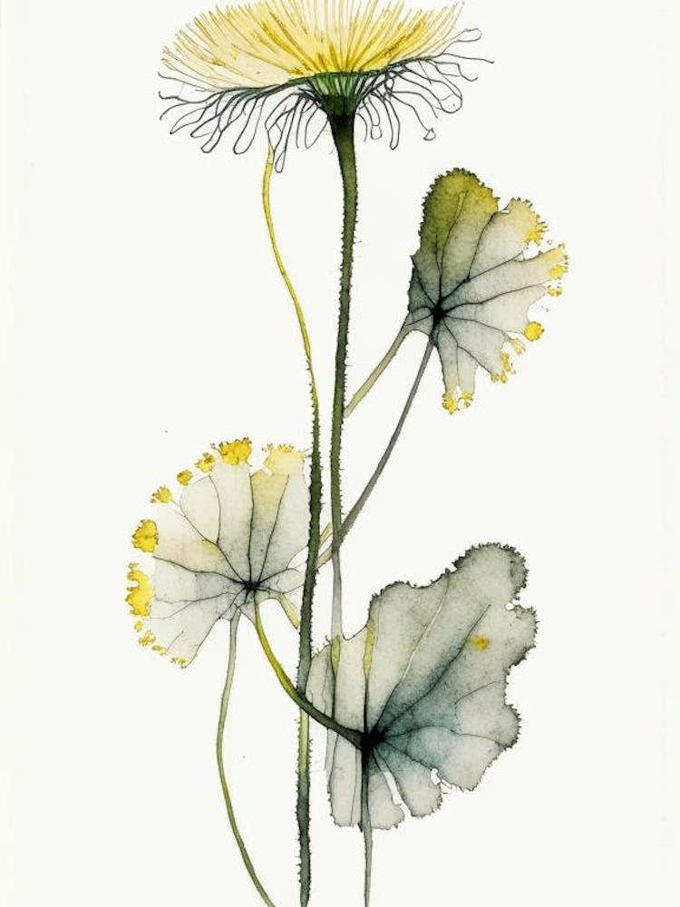 Coltsfoot Herb Minimalist Watercolour