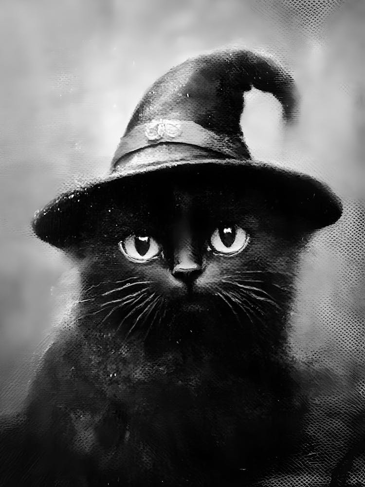 Black Cat In Witch Hat 1