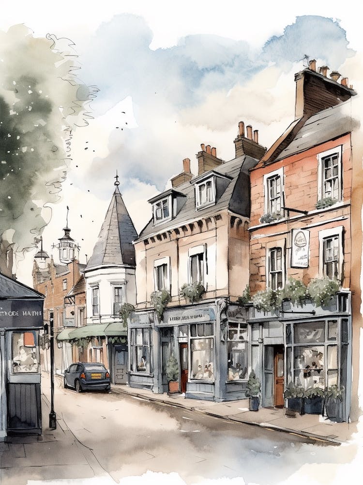 Romford London Neighborhood, Watercolour 4