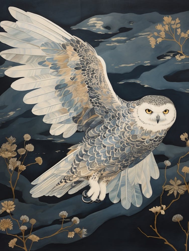 Snowy Owl 4 Gold Detail Painting