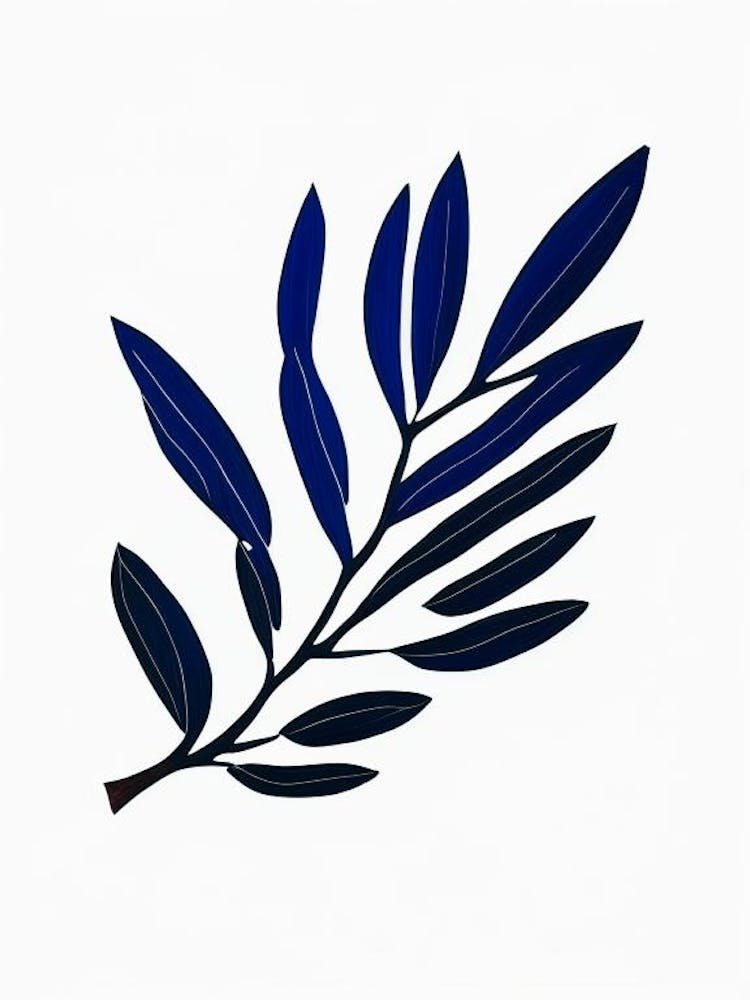 Olive Branch 1 Symbol - Blau-weiße Strichzeichnung